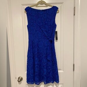 SALE Tahari NWT royal blue sleeveless dress with waist side belt